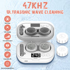 Portable Ultrasonic Contact Lens Cleaner with USB Charger - Fit Disposable Soft, Colored & RGP Lenses - Travel & Home (White)