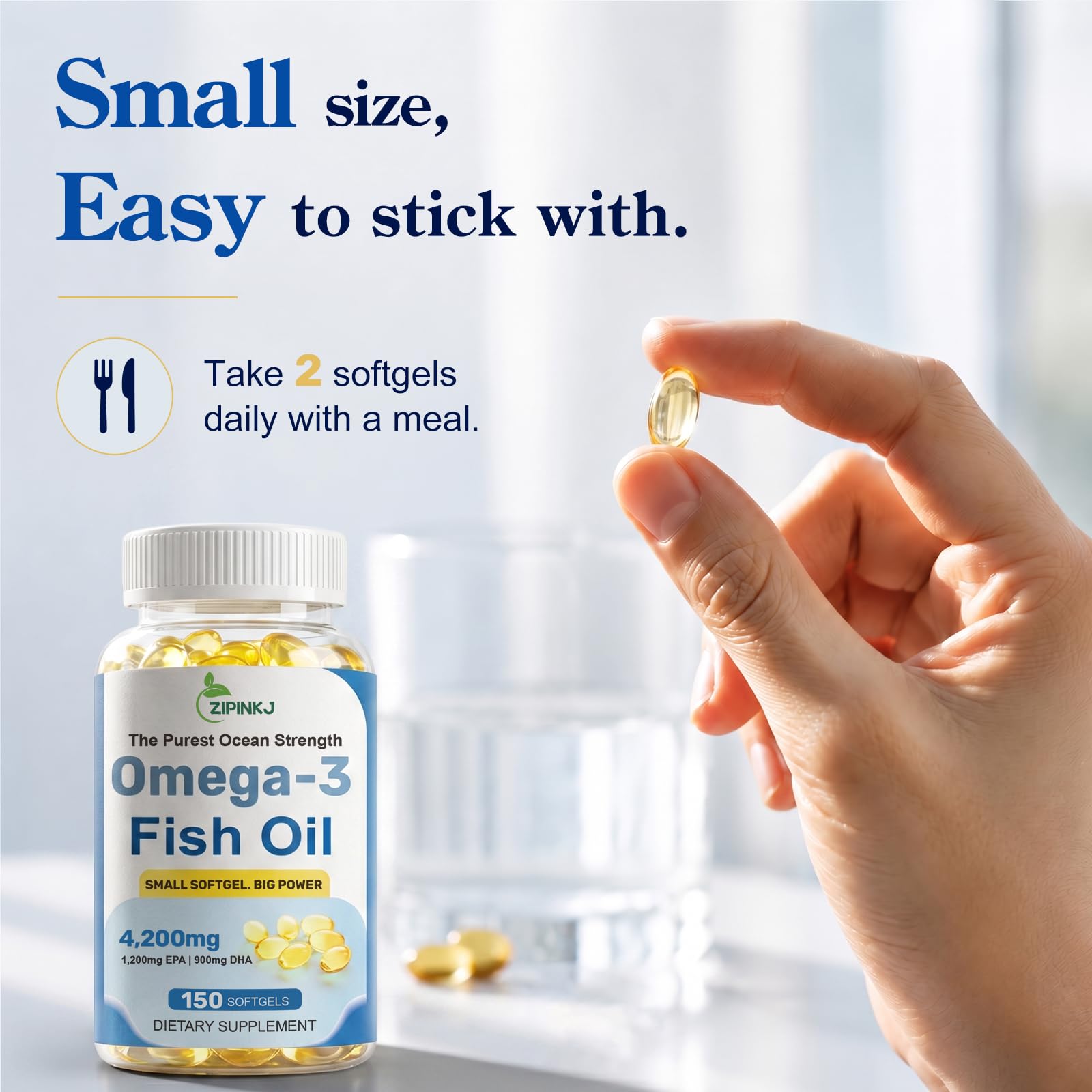 Omega-3 Fish Oil Supplements 4200mg, Burpless Mini Softgels, Wild-Caught | Triple Strength, High Purity EPA & DHA for Brain, Heart & Eye Health, Non-GMO, Third-Party Tested | 150 Softgels