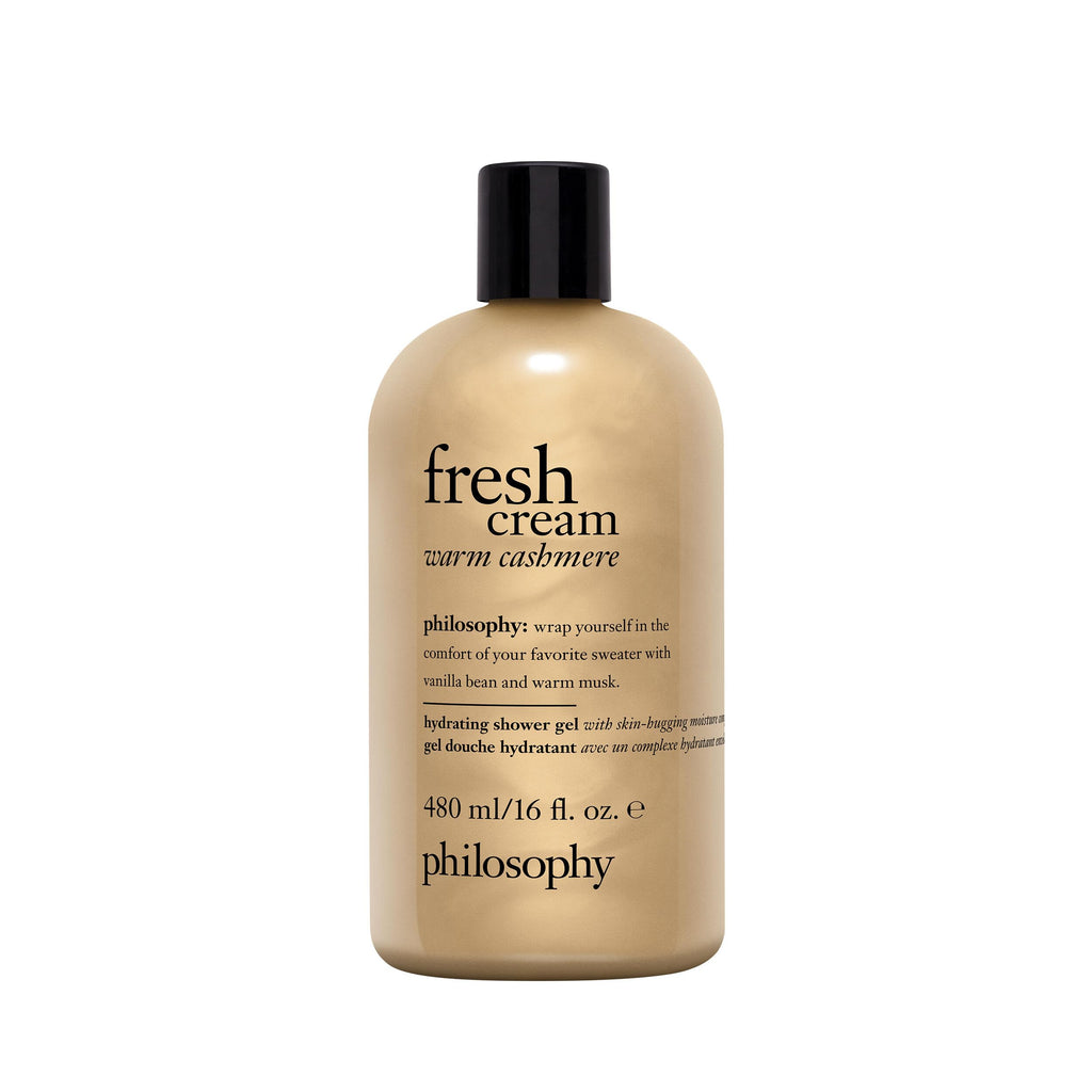 philosophy fresh cream warm cashmere hydrating shower gel – cozy vanilla scented body wash – with vanilla, tangerine & cashmere wood
