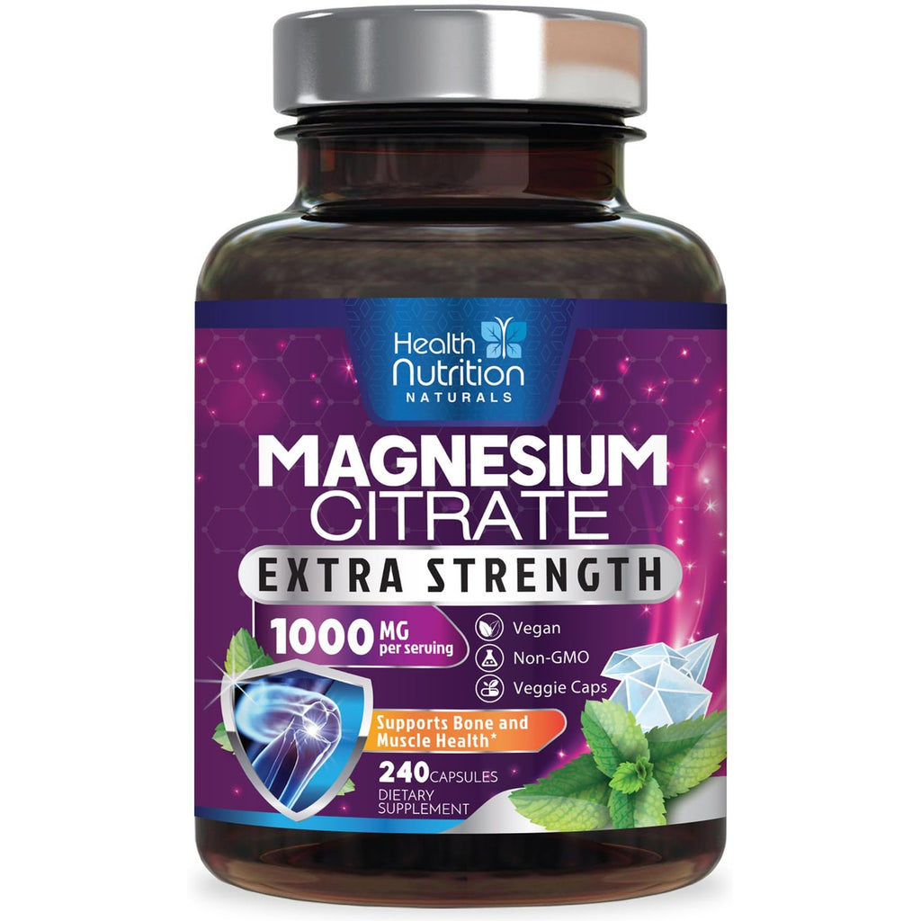 Magnesium Citrate 1000mg Per Serving - Max Absorption Magnesium Powder Capsules for Muscle, Nerve and Heart Health Support, High Absorption Citrate Complex, Gluten Free, Non-GMO - 120 Capsules