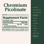 Nature's Bounty Chromium Picolinate, Supports Fat, Protein & Sugar Metabolism, Mineral Supplement, 800 mcg, 50 Tablets