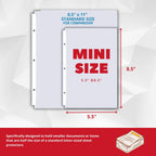 Mini Sheet Protectors 50 Pack, 5.5 x 8.5, Heavyweight for 3 Ring Binder