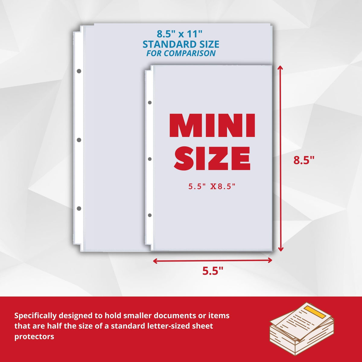 Mini Sheet Protectors 50 Pack, 5.5 x 8.5, Heavyweight for 3 Ring Binder