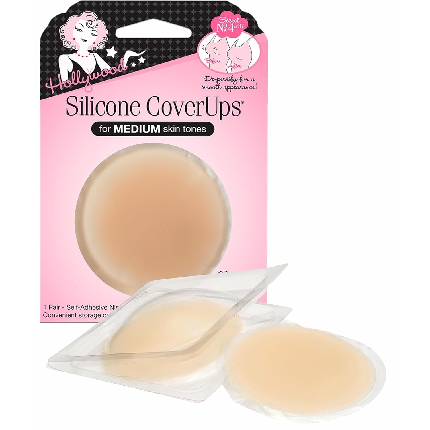 Buy now Hollywood Fashion Secrets Silicone Coverups, Hypoallergenic, Reusable, Washable, Gentle on Skin, Ultra Thin, Self Adhesive, Dark Shade, 1 Pack Size 1 (Pack of 1) Medium at indiglob india