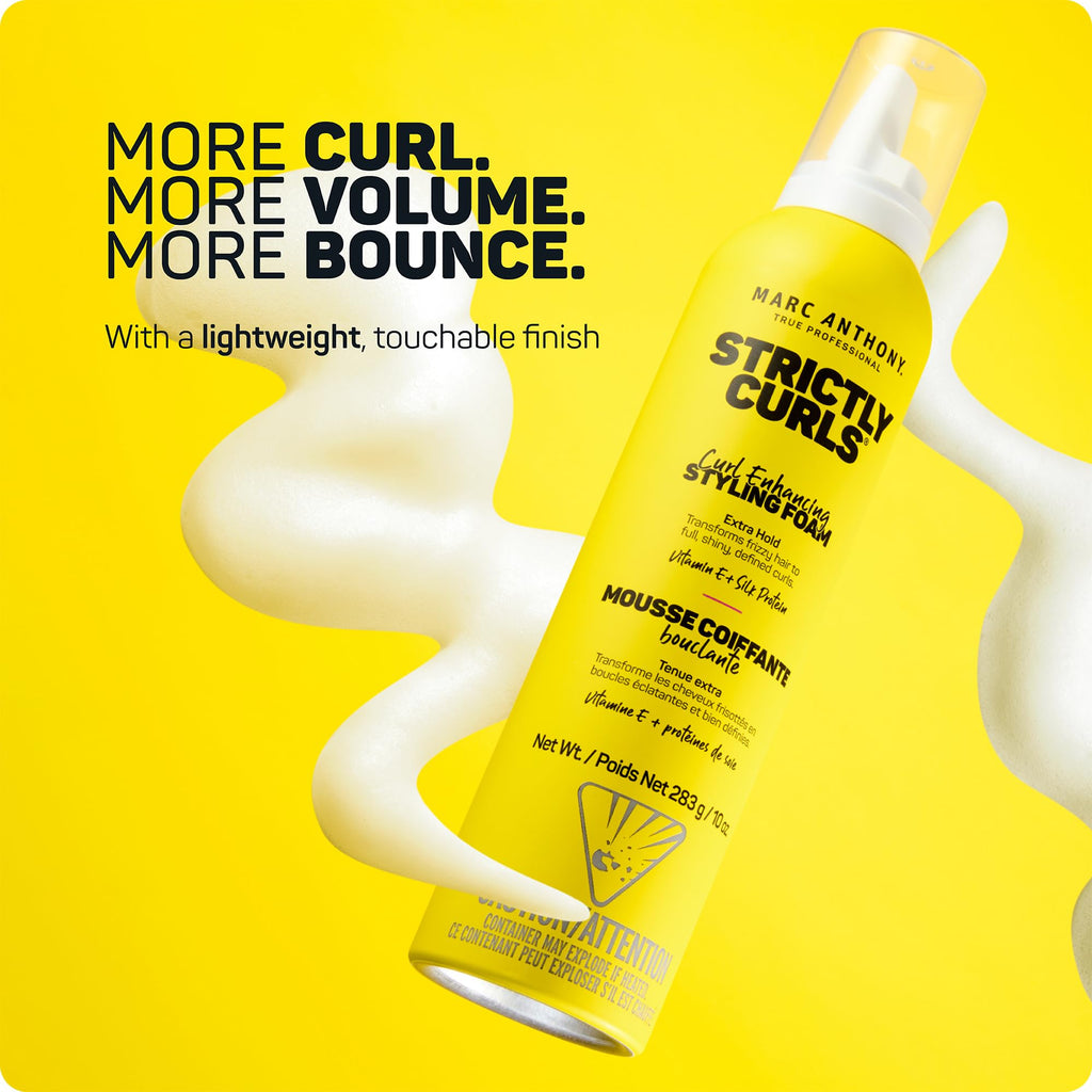 Marc Anthony Strictly Curls, Defining Curl Styling Mousse Foam - Curly Hair | Frizz Taming, Lightweight Curl Defining Hair Mousse, Extra Hold for for Full Volume, Soft, Defined Curls & Waves