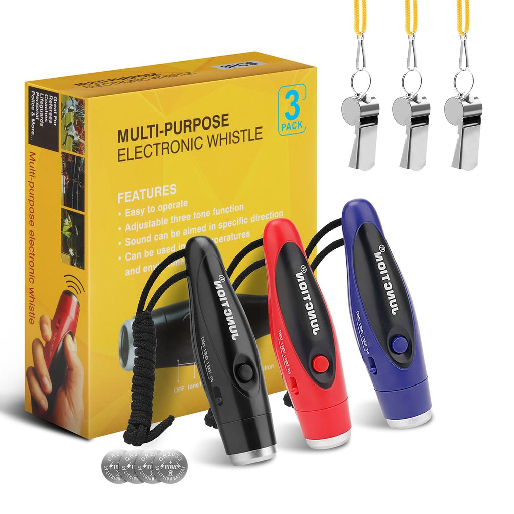 UNIWA Electronic Whistle, 3 Pack Handheld Whistle with Three Tone Distinct High Volume
