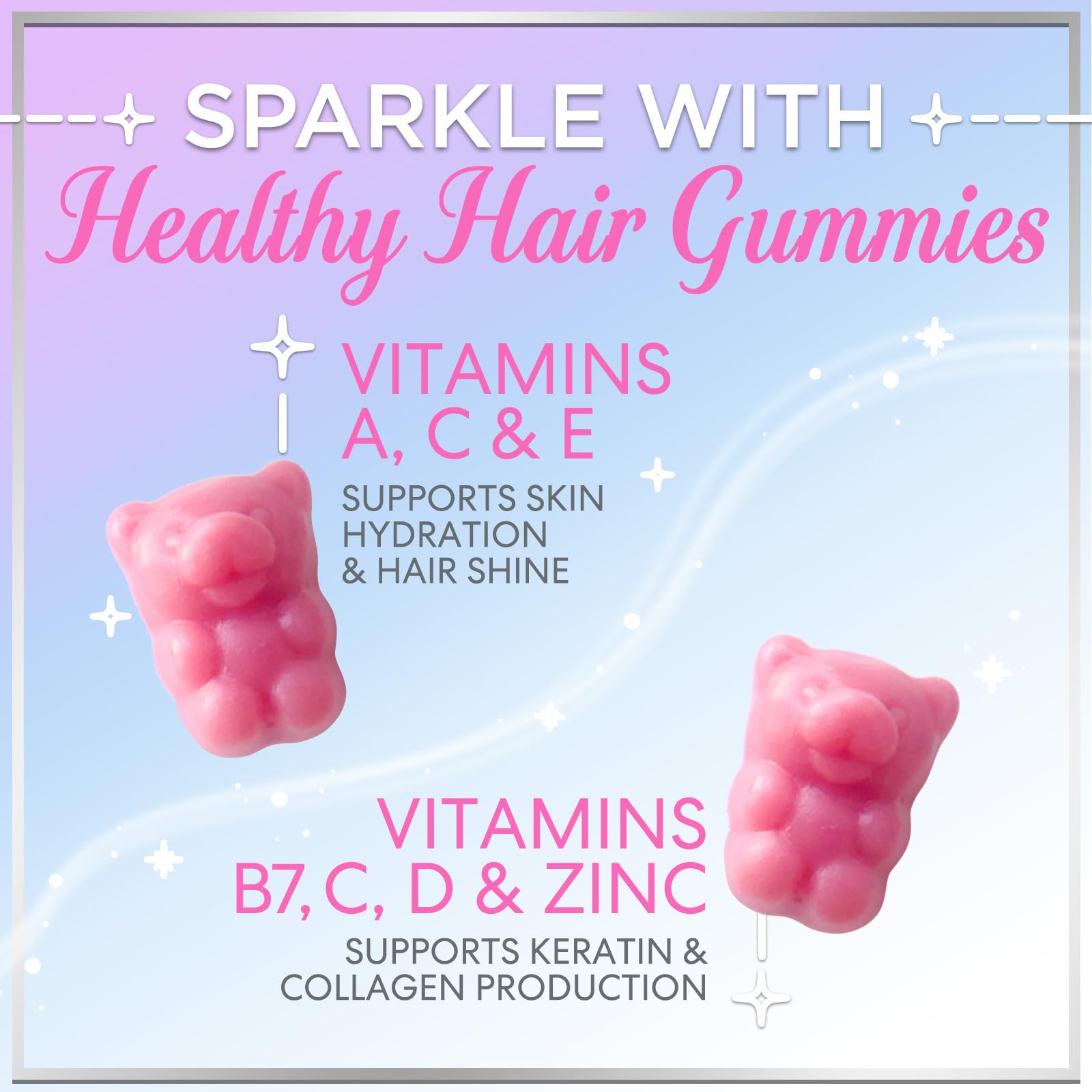 Hair Vitamins Gummies for Hair Growth - Hair, Skin & Nails Beauty Complex with 5000mcg Biotin per Serving - Supports Thicker, Stronger, Radiant-Looking Hair for Women & Men, Berry Flavor - 120 Gummies