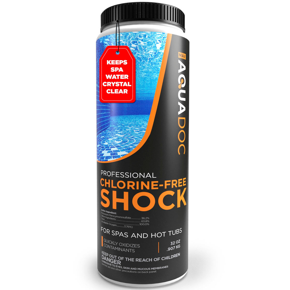AquaDoc Non Chlorine Hot Tub Shock - Enhanced Spa Oxidizer - 32oz