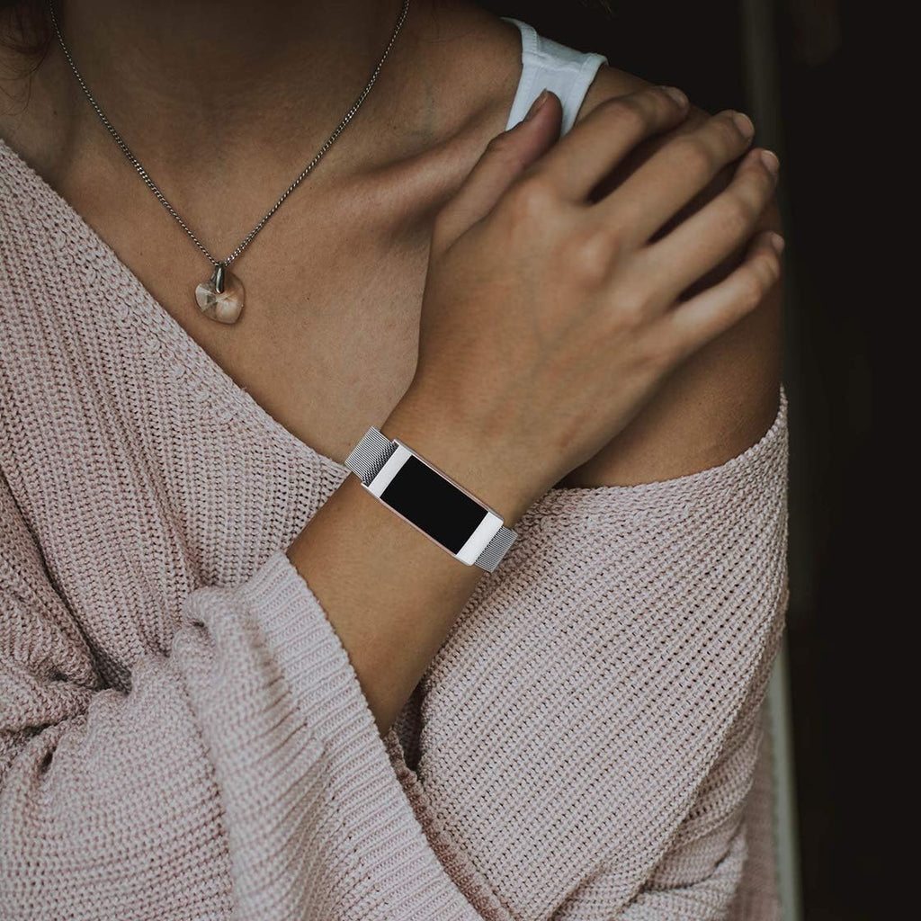 Buy now ZWGKKYGYH Metal Bands Compatible with Fitbit Charge 4/Charge 3/Charge 3 SE, Stainless Steel Mesh Band Replacement Accessories Bracelet Strap for Women Men, Silver Small at indiglob india