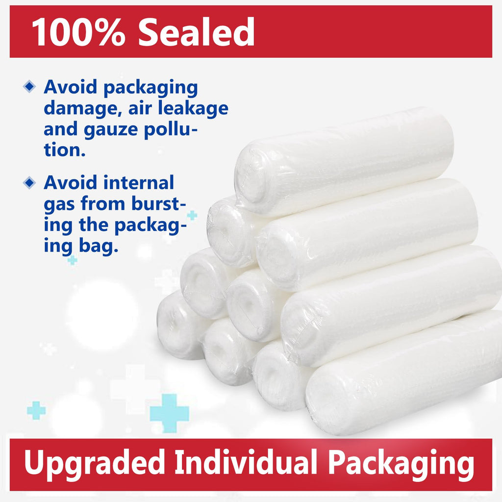 YesBes 40 Pack Gauze Rolls, 3 in x 4.1 Yards, Premium Gauze Wrap Roll for Wounds, Bandage Wrap Rolled Gauzes, Mummy Wraps, Individually Wrapped