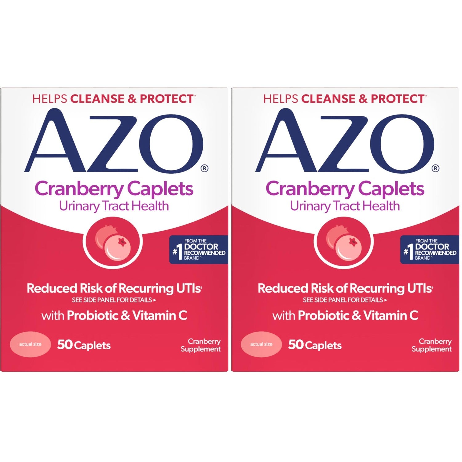 AZO Cranberry Pills for Urinary Tract Health for Women & Men, 50 Caplets | Made with Pacran Cranberry Powder, Sugar-Free Caplets, Bladder Support, 1 Serving Equals 1 Glass of Juice
