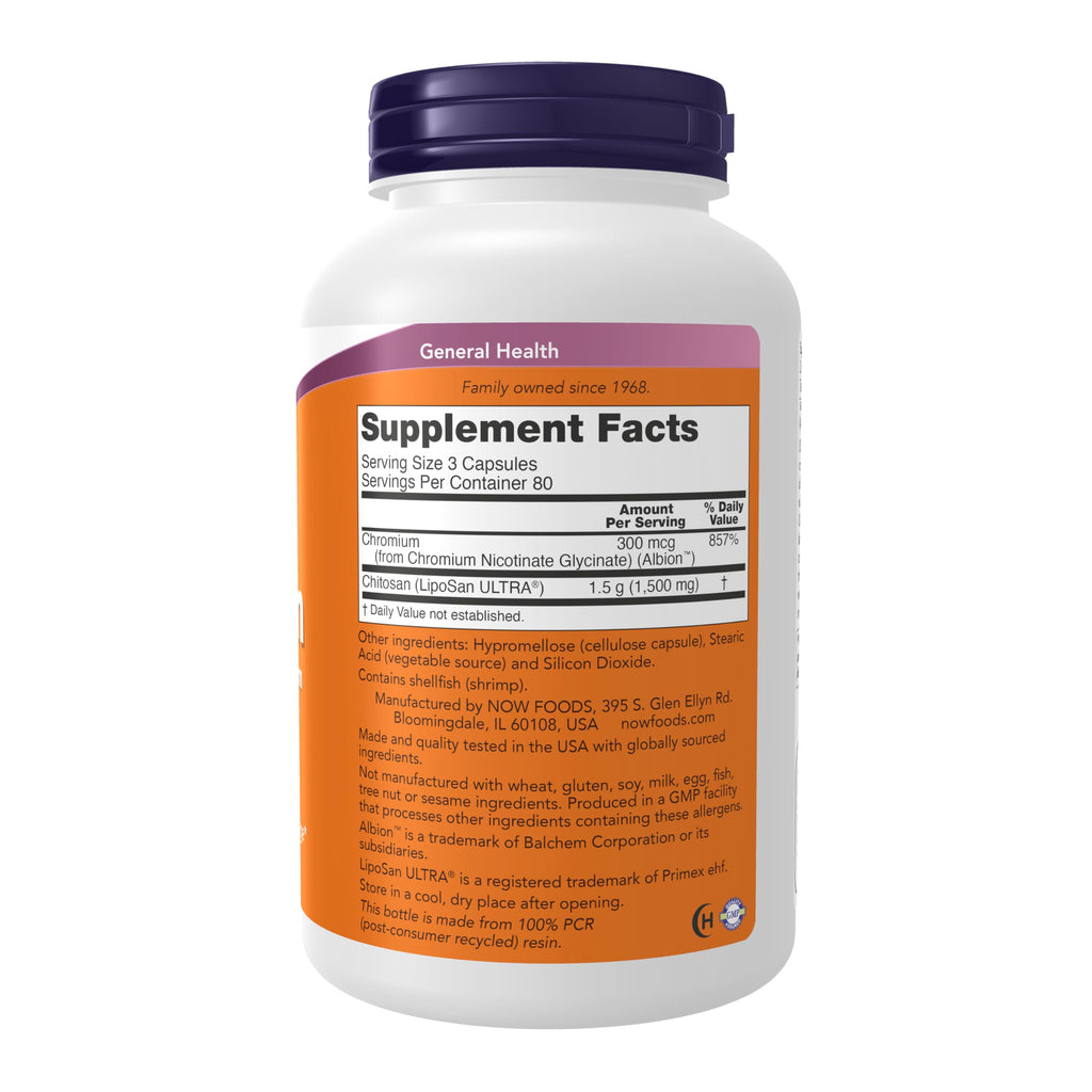 Buy now NOW Supplements, Chitosan 500 mg plus Chromium, Weight Management*, 240 Veg Capsules at indiglob india