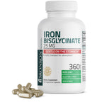 Bronson Iron Bisglycinate 25 mg, 90 Vegetarian Capsules | Gentle on the Stomach, Non-Constipating, Supports Energy & Red Blood Cell Production, Non-GMO, Gluten-Free & Soy-Free