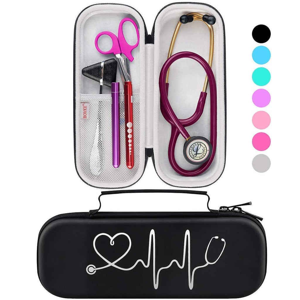 Buy now BOVKE Stethoscope Case for 3M Littmann Classic III, Lightweight II S.E, MDF Acoustica Deluxe Stethoscopes - Extra Room for Medical Bandage Scissors EMT Trauma Shear and LED Penlights, Black Black at indiglob india