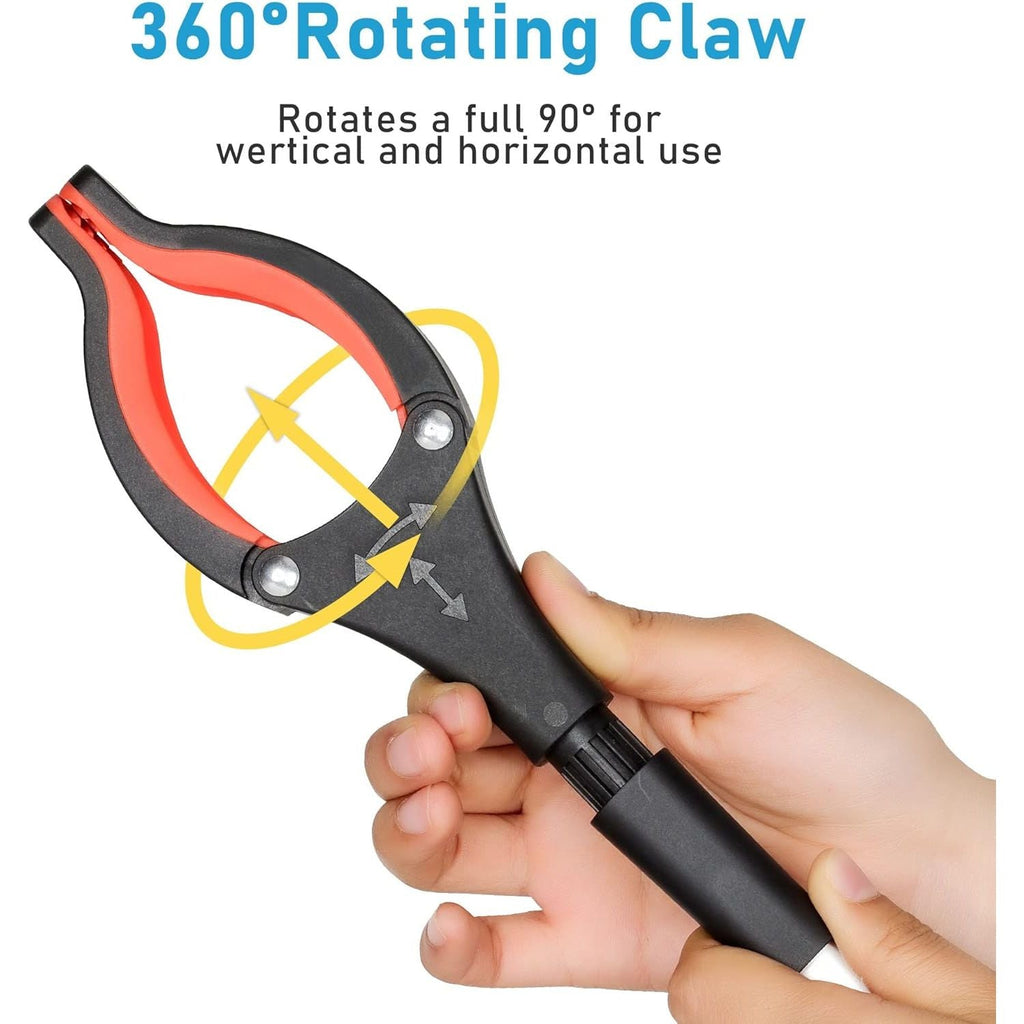 Buy now Upgrade Grabber Reacher Tool, 360Â° Rotating Head, Wide Jaw, 32" Foldable, Lightweight Trash Claw Grabbers for Elderly, Reaching Tool for Trash Pick Up Stick, Litter Picker, Arm Extension (Orange) at indiglob india