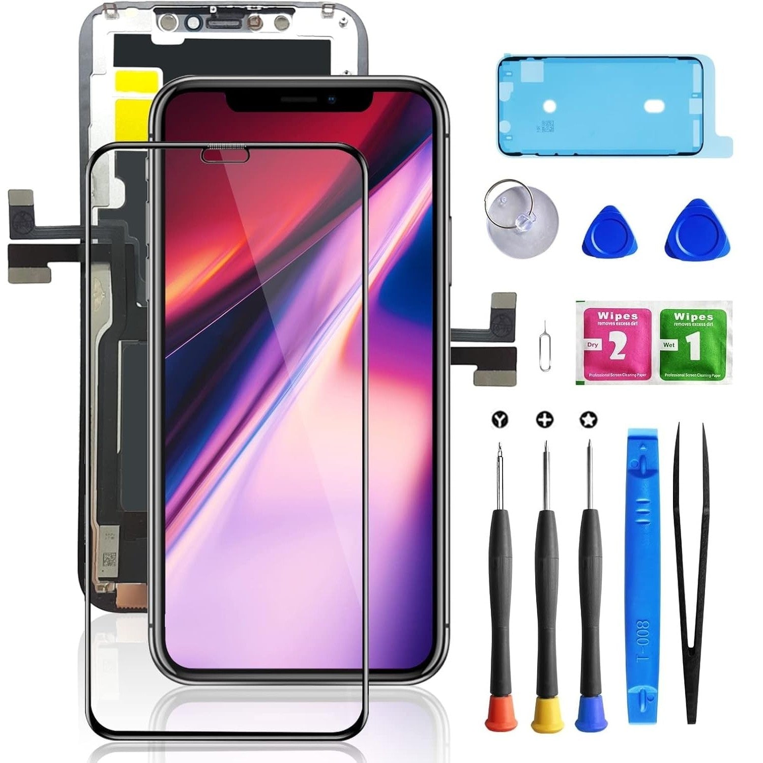 Buy now for iPhone 11 Screen Replacement 6.1 3D Touch Screen LCD Display Digitizer for A2111, A2223, A2221 Cell Phone Repair Kits+ Waterproof Frame Adhesive Sticker+Screen Tempered Protector+Face ID for iphone 11pro at indiglob india