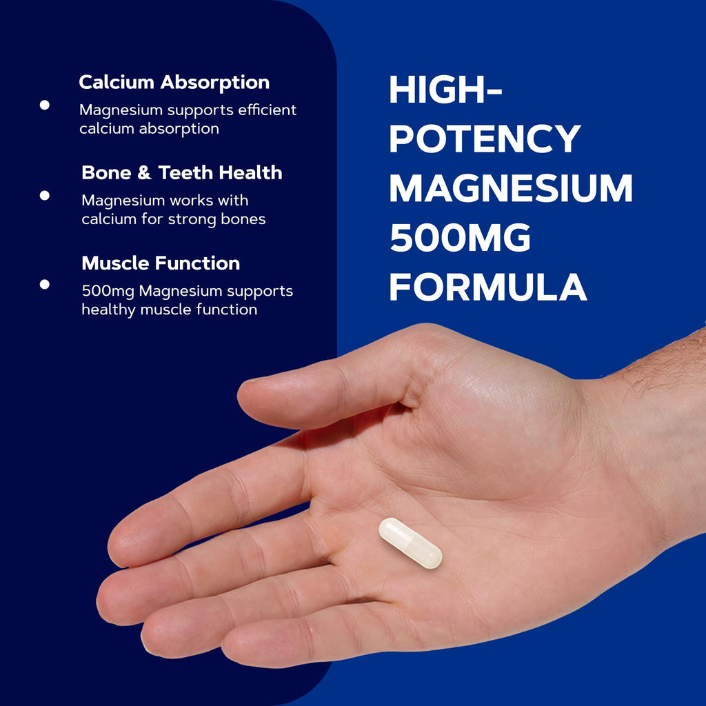 GNC Magnesium 500mg, Supports Strong Bones & Teeth, 120 Capsules