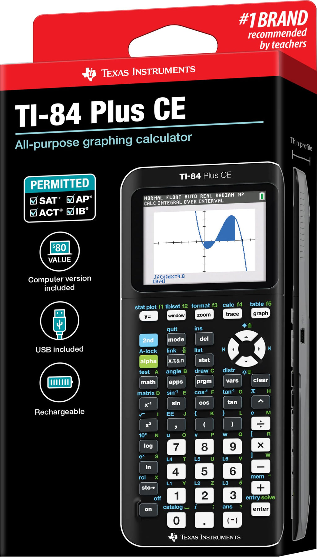 Texas Instruments TI-84 Plus CE Color Graphing Calculator, Black