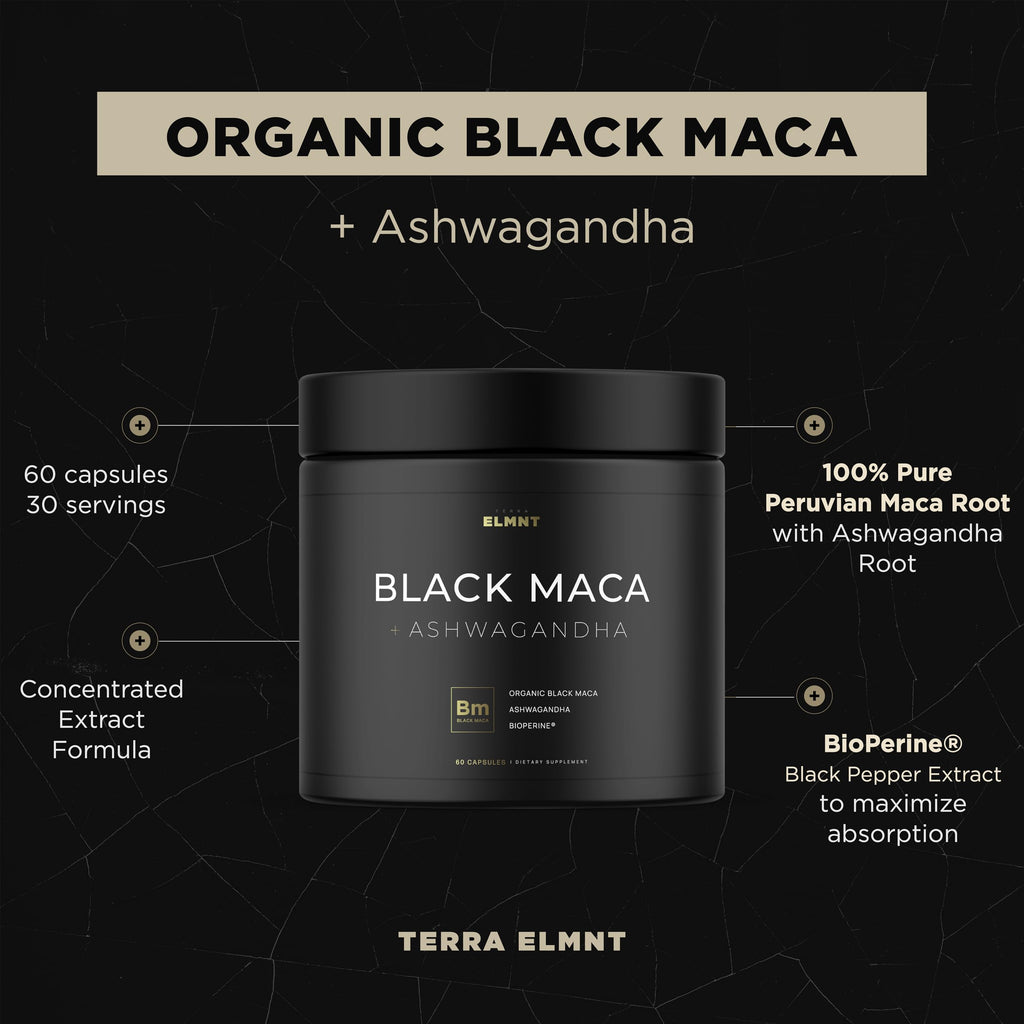 40x Strength Organic Black Maca Root with 15:1 Ashwagandha for Men | #1 Highest Potency Black Maca Root Capsules for Men 40:1 Extract - 100% Pure Maca Peruana Gelatinized Maca Root Powder Pills
