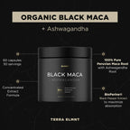 40x Strength Organic Black Maca Root with 15:1 Ashwagandha for Men | #1 Highest Potency Black Maca Root Capsules for Men 40:1 Extract - 100% Pure Maca Peruana Gelatinized Maca Root Powder Pills