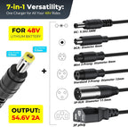 QKIIP 54.6V 2A Charger for 48V Ebike Scooter Lithium Battery, 7 Plugs