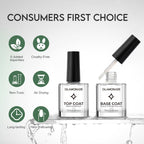 Glamonade Base Top Coat Nail Polish: Clear Quick Dry Nail Polish High Shine Long Lasting Glossy Regular Nail Lacquer Air Dry Fast Base Coat for Women Gift Nail Art Manicure Salon Quality