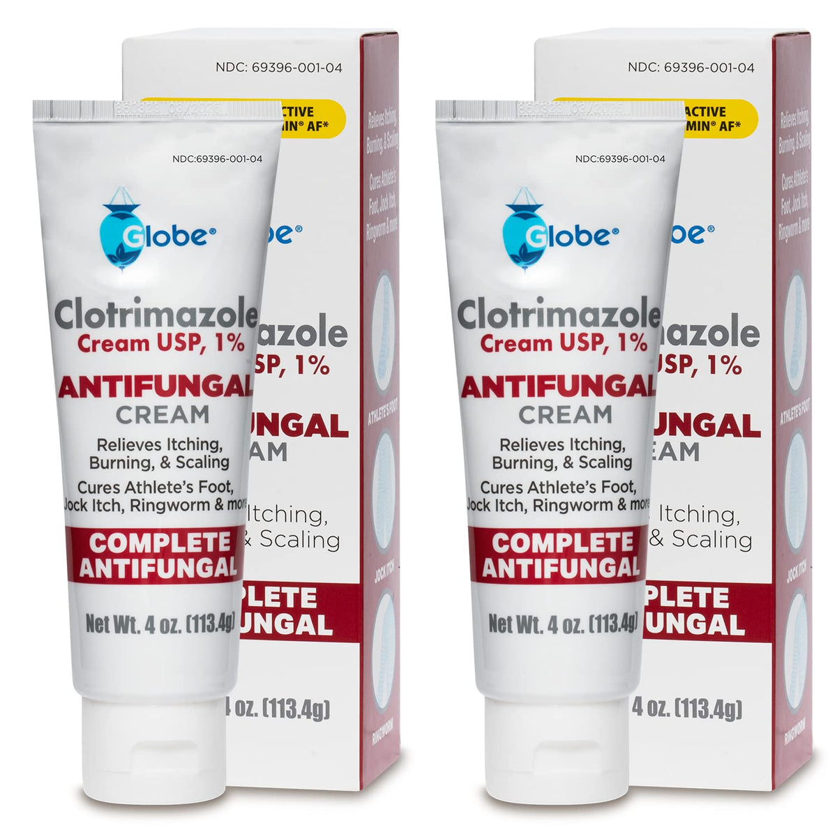 Globe Clotrimazole Antifungal Cream 1% USP, 4 oz (2 Pack), Anti Fungal
