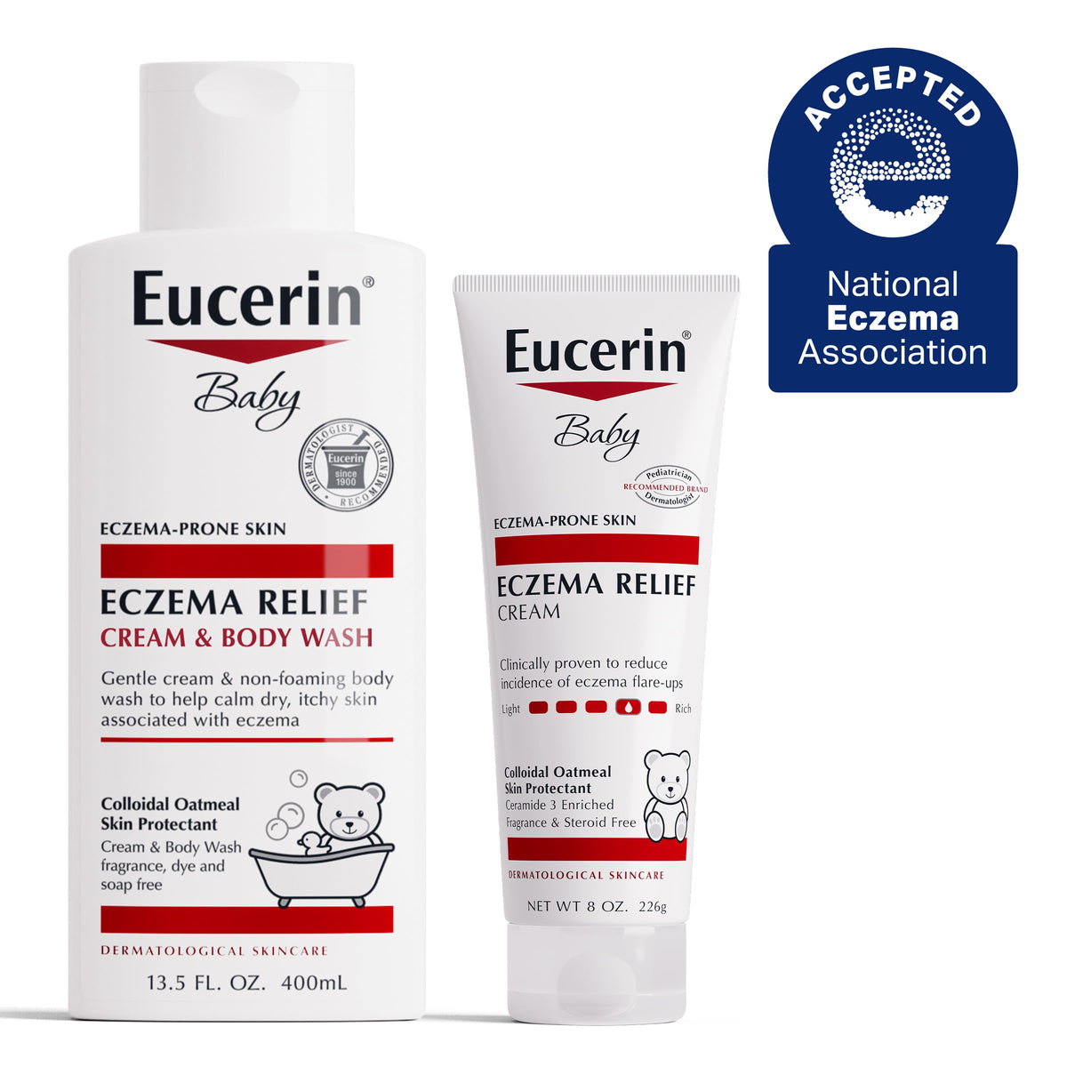 Eucerin Baby Eczema Relief Skin Care Set, Variety Pack, 2 Items