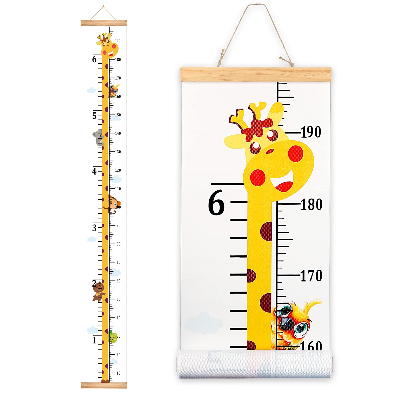 Buy now Mibote Baby Growth Height Chart Handing Ruler Wall Decor for Kids, Canvas Removable Height Growth Chart 79" x 7.9" (Black & White) Giraffe at indiglob india
