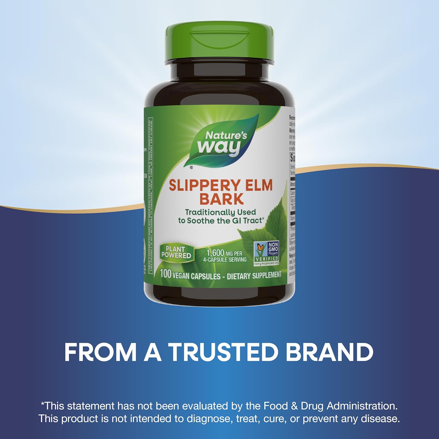 Buy now Nature's Way Slippery Elm Bark, Traditional Support to Soothe the GI Tract*, Vegan, Slippery Elm Capsules, 100 Capsules at indiglob india