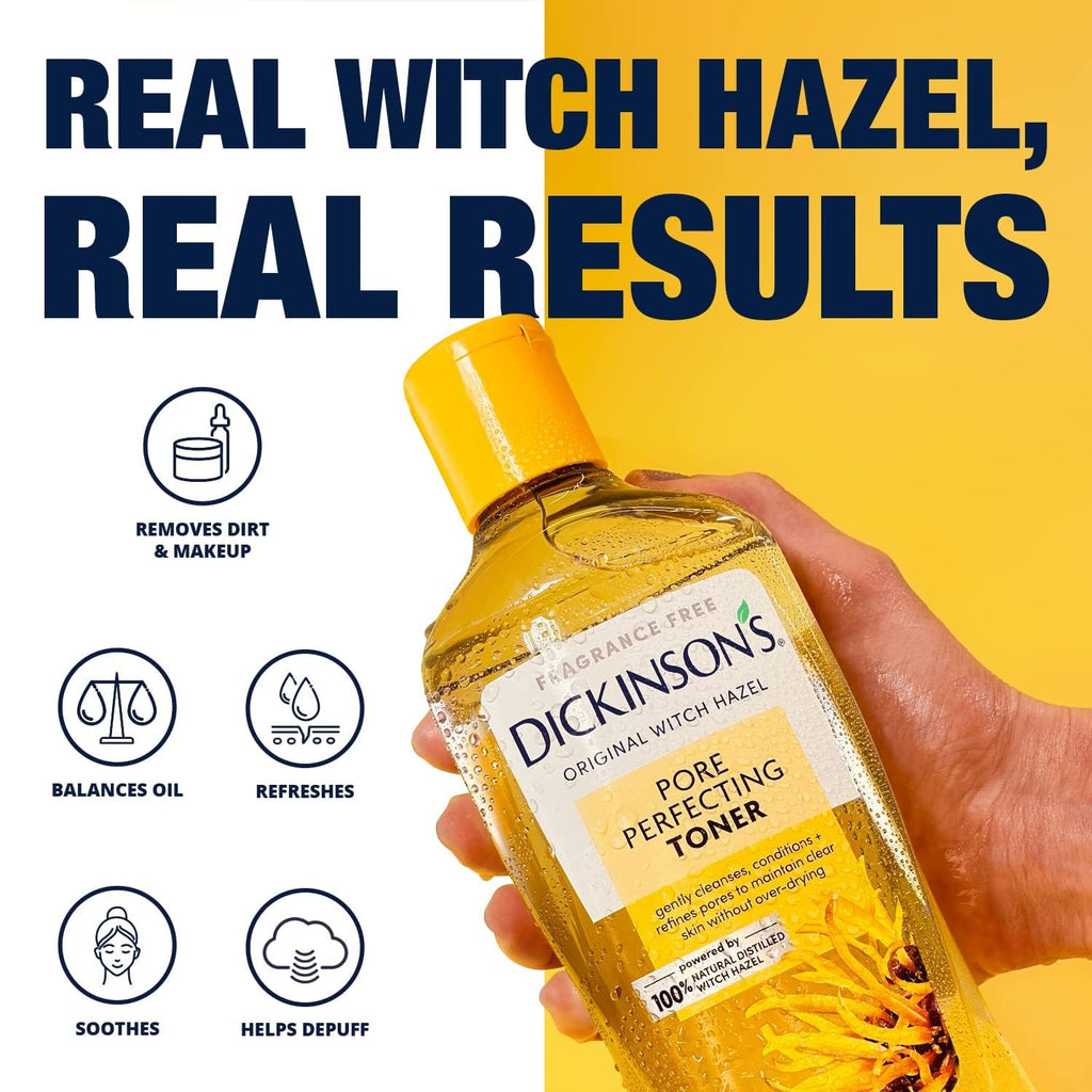 Dickinson's Witch Hazel Pore Perfecting Toner | 16 Fl Oz | 100% Natural Distilled Witch Hazel; America's #1 Toner; Refines Pores, Removes Impurities & Oil