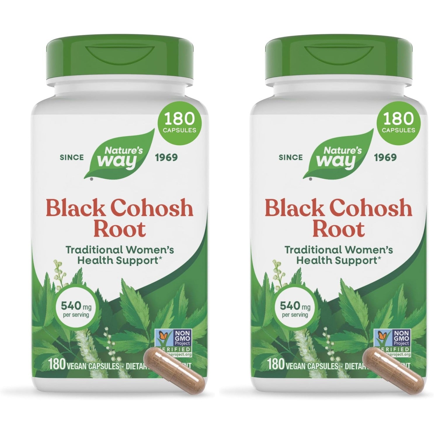 Nature's Way Herbs Black Cohosh Root Capsules, Vegan, 100 Count | Traditional Women’s Herbal Supplement*, Cimicifuga Racemosa Root, Non-GMO Project Verified, Vegan Capsules