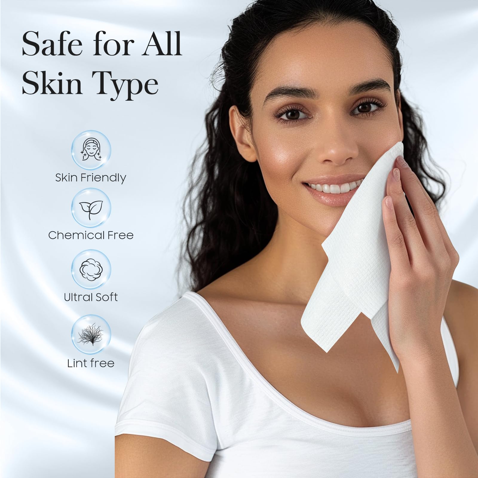 Fygrip 2 Pack of 50 count XL Disposable Face Towels 10” x 12” | 100% Viscose Fibre, Soft & Skin Friendly Face Towelettes Disposable, Facial Tissue Wipes for Women Cleansing