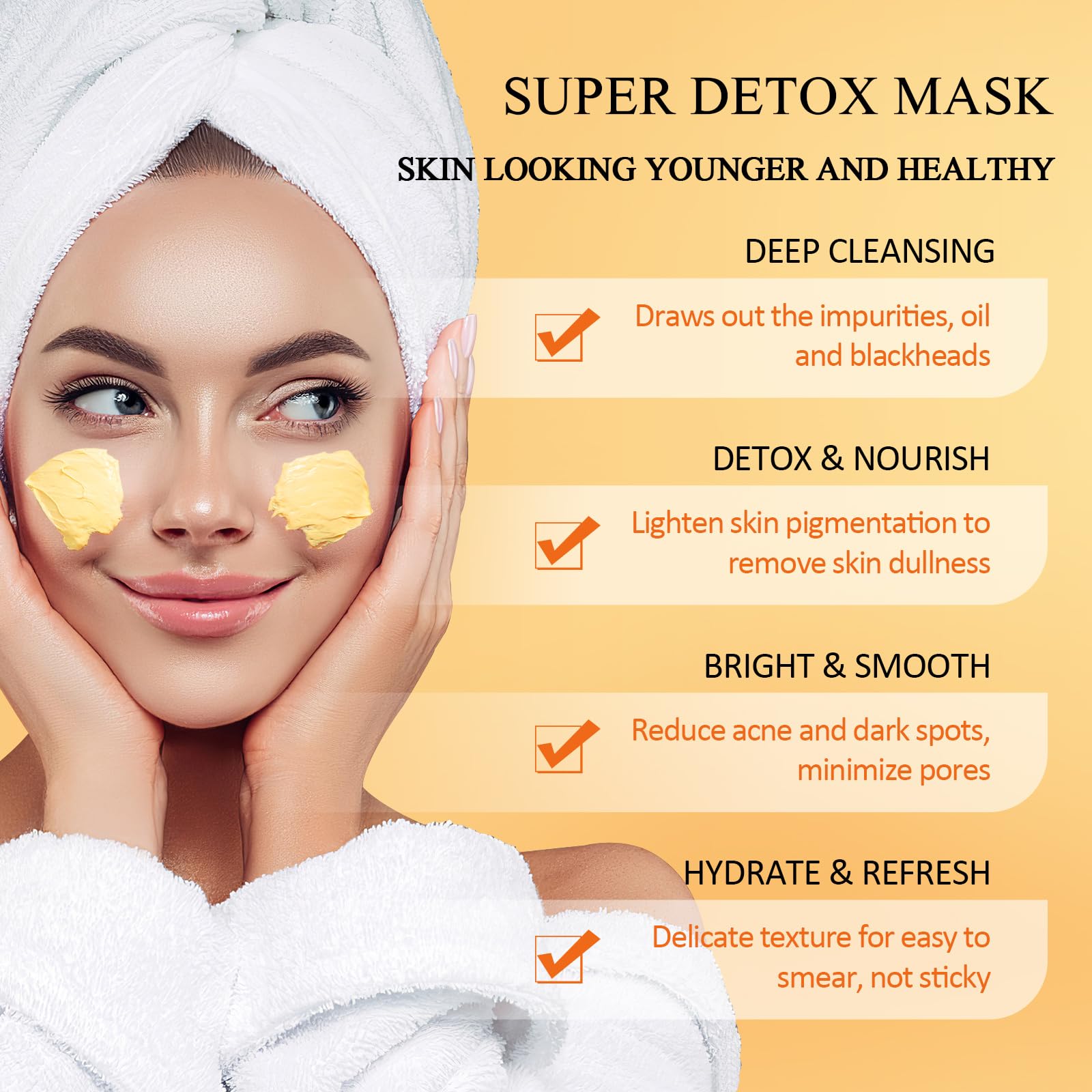 SHVYOG Turmeric Vitamin C Clay Mask with Kaolin Clay for Dull & Blemish-Prone Skin, Deep Cleansing Facial Mask, Face Masks Skincare for Controlling Oil and Refining Pores 5.29 Oz 150g