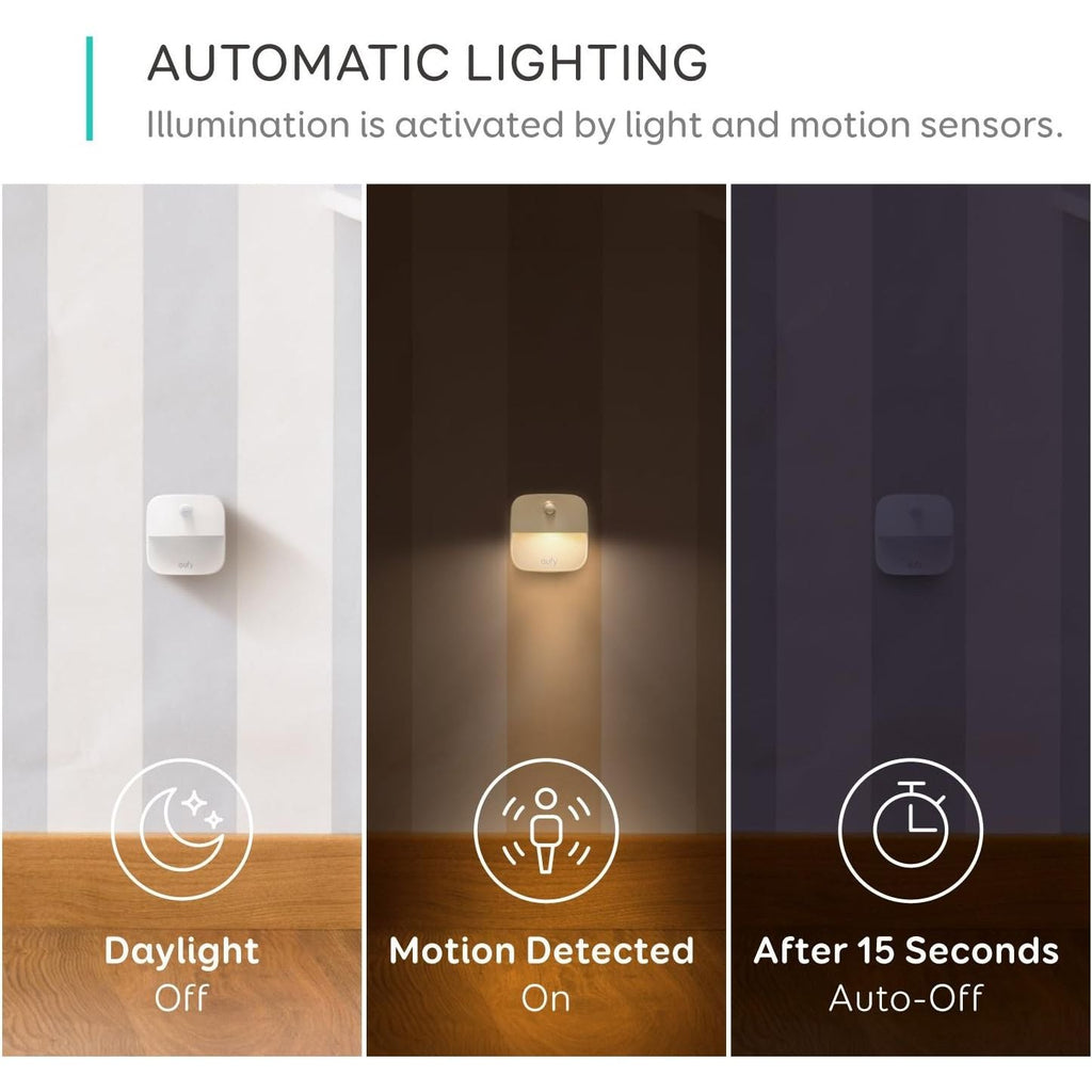 Buy now eufy by Anker, Stick-On Night Light, Warm White LED, Motion Sensor, Bedroom, Bathroom, Kitchen, Hallway, Stairs, Energy Efficient, Compact, 3-Pack at indiglob india