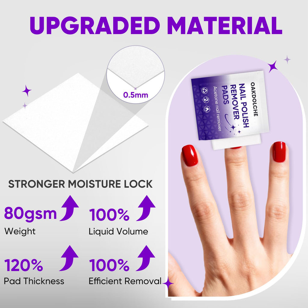 250P Bulk Acetone Nail Polish Remover Pads, Individually Wrapped | Travel-friendly, Quick & Effective for Gel & Fingernail Polish, ideal for home & salon use, great value pack & gift option