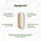 Apigenin, 100mg Per Serving, 240 Capsules – Raw Plant Extract from Chamomile Flower – Active Bioflavonoids & Antioxidants – Sleep & Relaxation Supplement – Non-GMO
