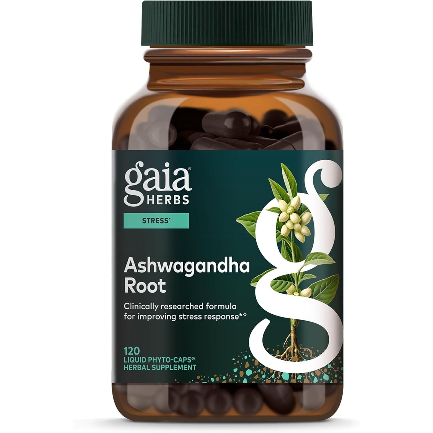 Buy now Gaia Herbs Ashwagandha Root - Stress Relief & Sleep Support Supplement - Supports Balanced Energy Levels & Positive Outlook* - 120 Vegan Liquid Phyto Capsules (60-Day Supply) at indiglob india