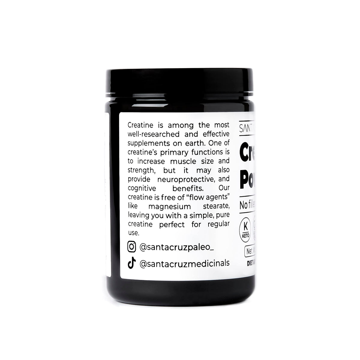 Santa Cruz Paleo, Creatine Monohydrate Powder Micronized, Unflavored Pre Workout and Muscle Support Supplement, Gluten Free Keto, Mix with Water or Shakes, No Fillers or Additives, 80 Servings, 400g