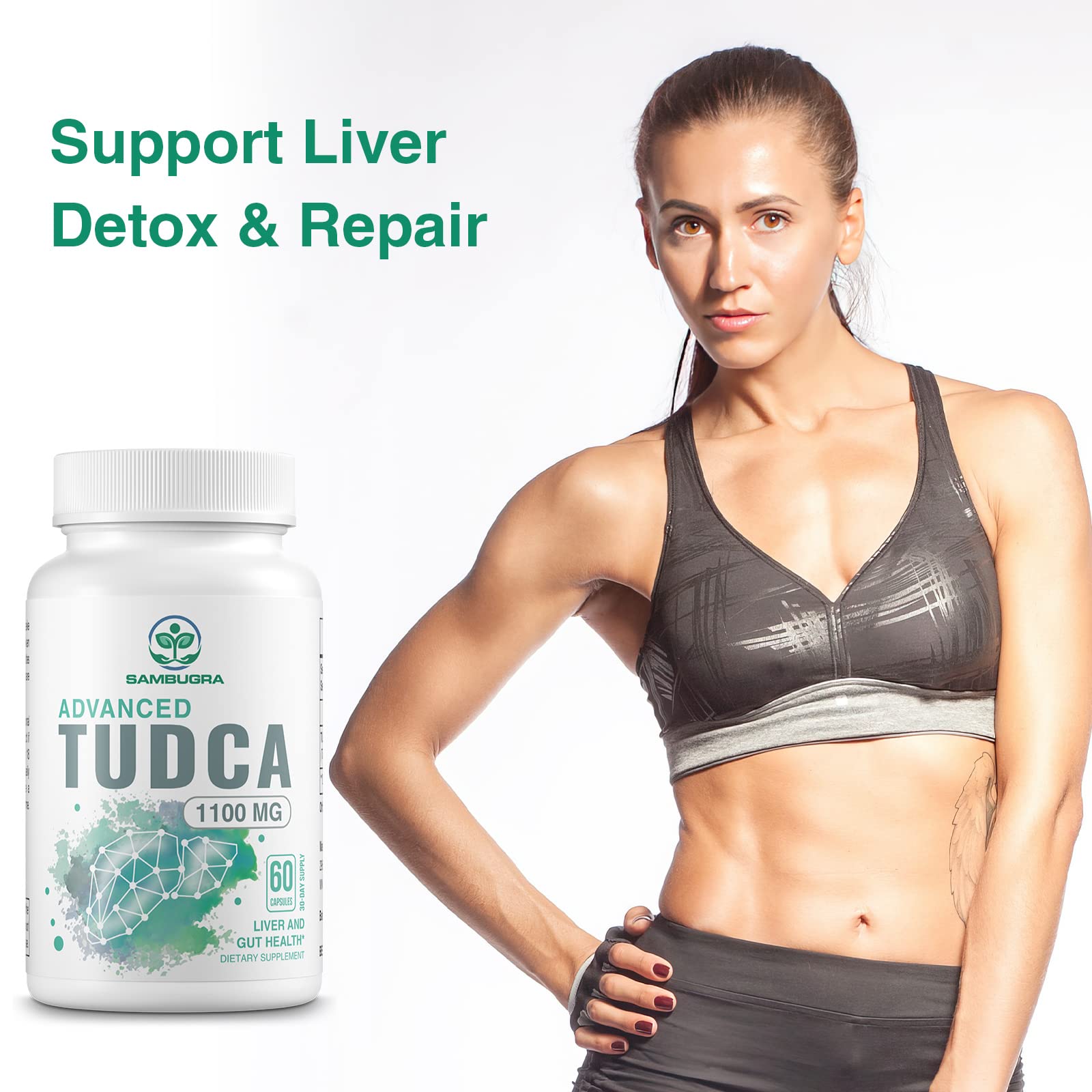 Sambugra TUDCA Liver Supplements 1100mg, 3rd Party Tested Ultra Strength Bile Salt TUDCA Supplement, Liver Support for Detox Cleanse and Repair, 120 Capsules