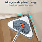 Long Handle Wall Mop & Baseboard Cleaner - Multi-Surface Dusting Tool for Walls, Floors, Baseboards - Wet/Dry Cleaning Mop with Adjustable Handle (Home & Kitchen Use)