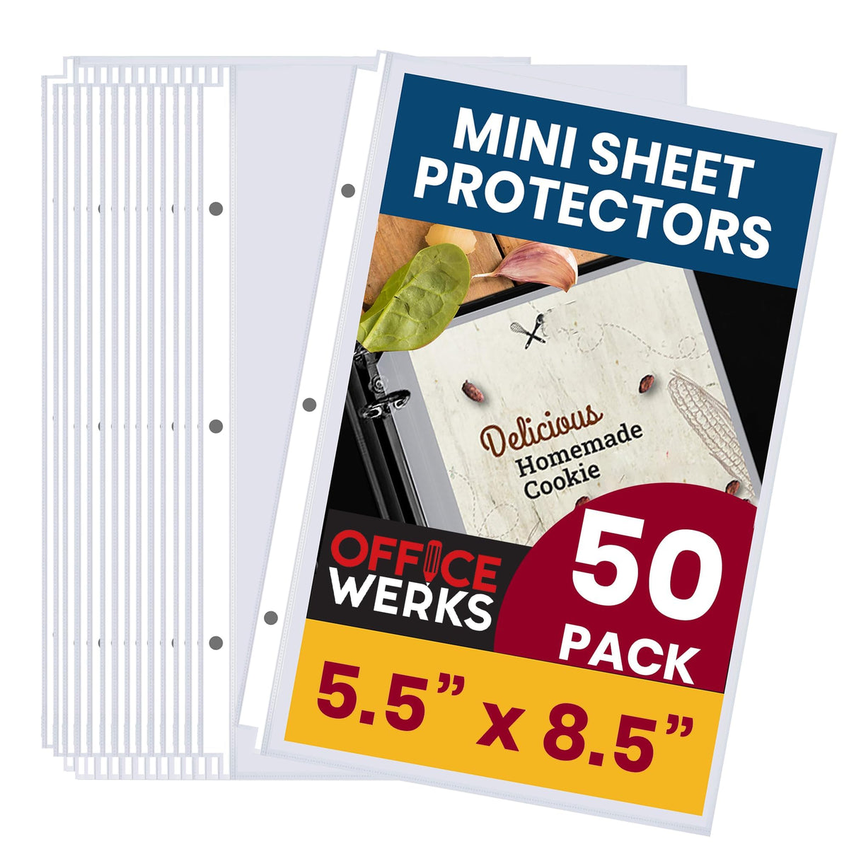 Mini Sheet Protectors 50 Pack, 5.5 x 8.5, Heavyweight for 3 Ring Binder
