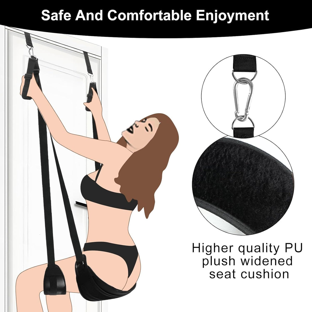 Sex Toys Sex Swing BDSM Bondage Slave Leather Soft Plush Sex Slings with Adjustable Straps, Hanging Door Handcuffs Leg Restraints Spreader Adult Toys for Couple