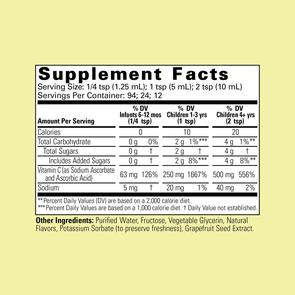 CHILDLIFE ESSENTIALS Liquid Vitamin C Low Sugar Kids, 4 Fl Oz (Pack of 2) | Pure Vitamin C Liquid Supplement, Toddlers, Babies, Immune System Support, Natural Orange Flavor, Kids, Low Sugar