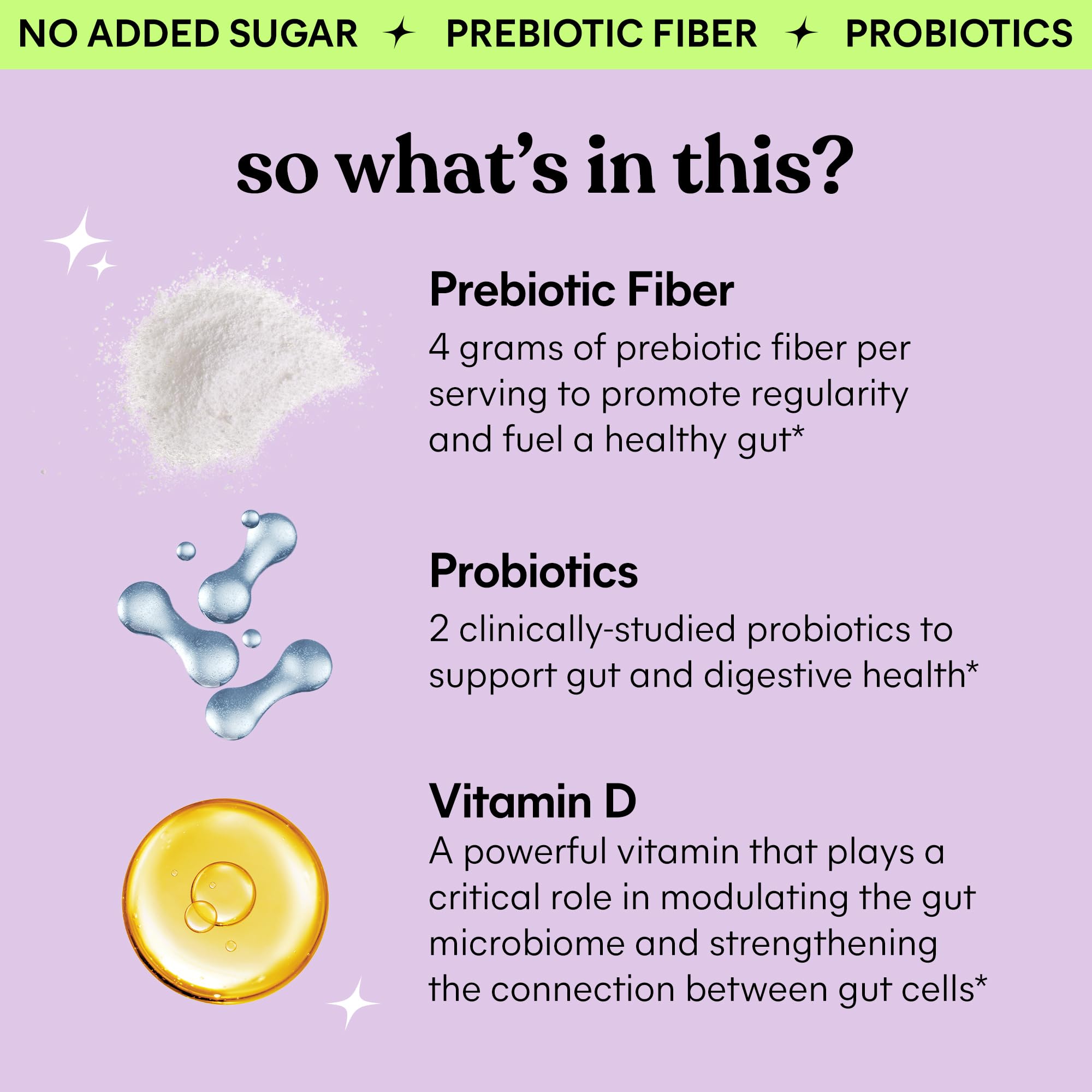 Lemme Fiber & Probiotic Gummies for Adults, 30-Day Supply | 4g Prebiotic Fiber & Clinically Studied Probiotic Strains to promote Regularity & Gut Health, No Sugar Added