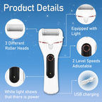 Callus Remover for Feet, Electric Foot Callus Remover Waterproof with 3 Rollers 2 Speed Battery Display,17 in1 Rechargeable Foot File Pedicure Kits for Dead Hard Cracked Dry Skin（White