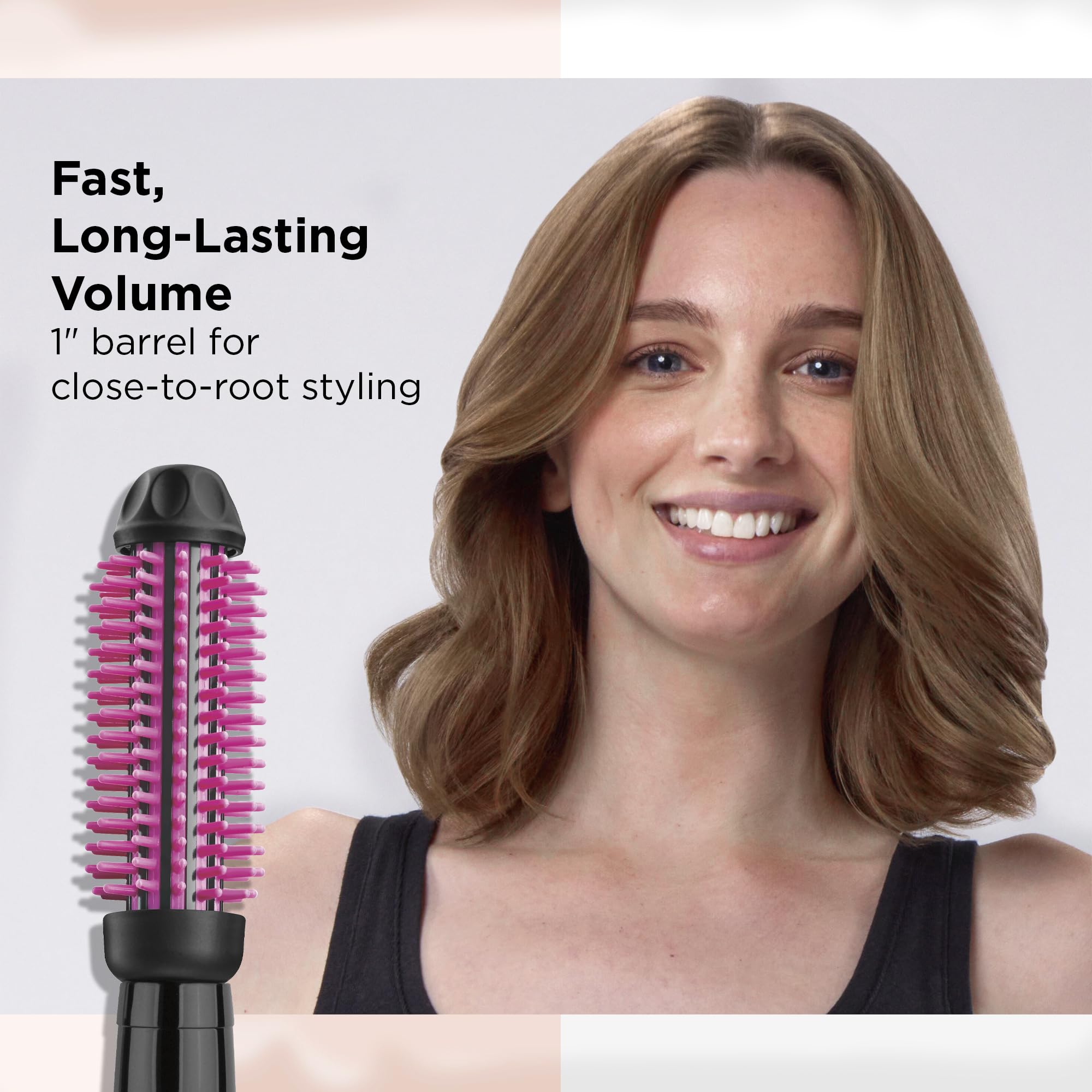 Buy now REVLON Silicone Bristle Heated Hair Styling Brush | Fast, Long Lasting Volume for Easy Styling | 1" Barrel for Full Body and Smooth Styles (Black/Pink) at indiglob india