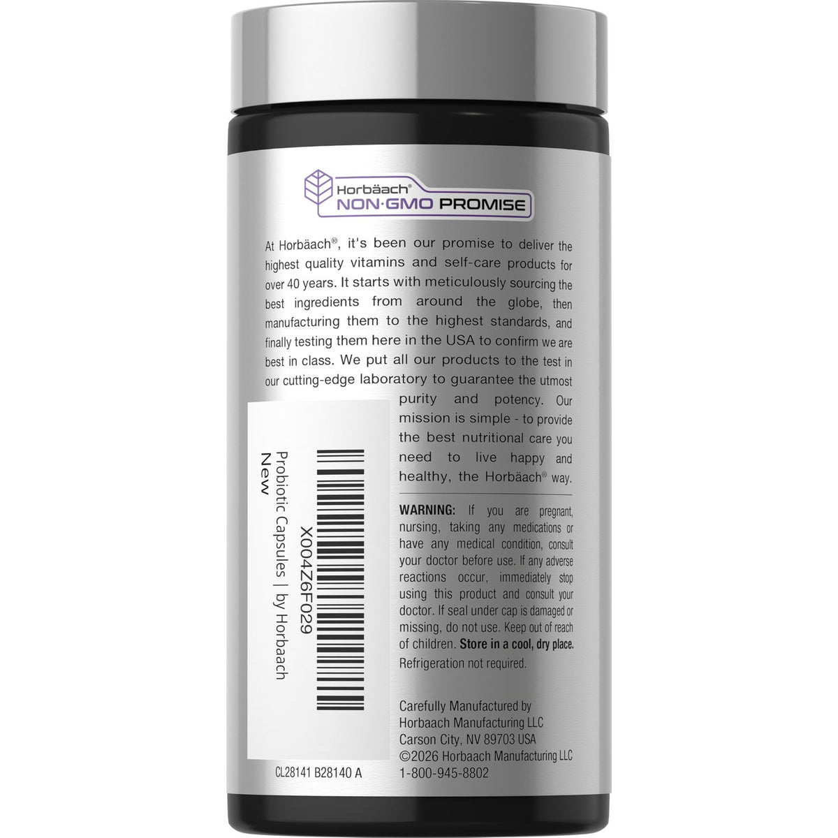 Horbäach Probiotic 100 Billion CFU | 60 Capsules | 31 Probiotic Strains