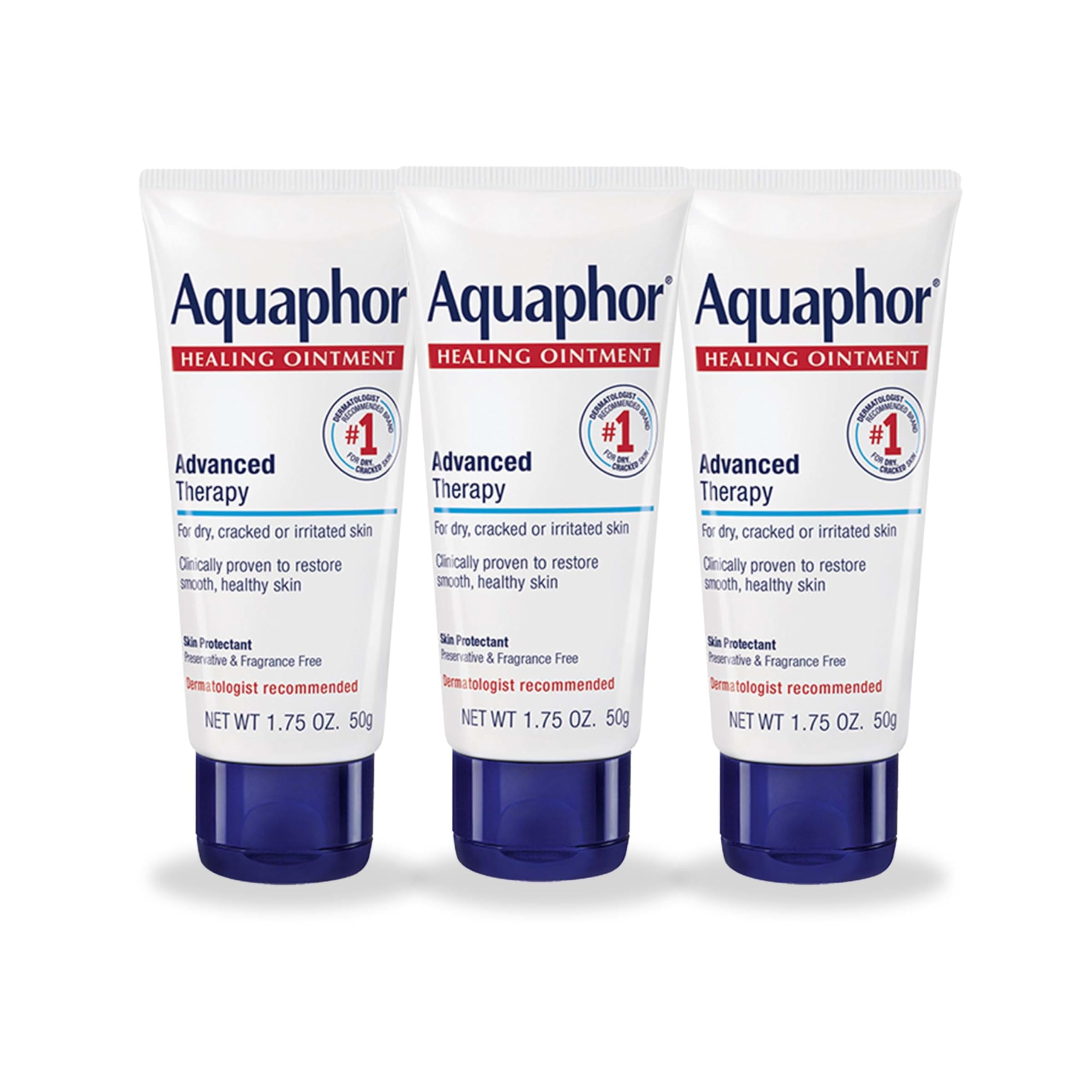 Aquaphor Advanced Therapy Healing Ointment, Multipack, 3 x 1.75 OZ | Clinically Proven Skin Protectant Moisturizer for Cracked, Irritated or Dry Skin Relief, Dye and Fragrance Free