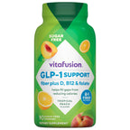 Vitafusion GLP1 Gummy Supplement | 90 Sugar Free Gummies | Vitamin & Mineral Blend with Fiber, D3, B12, and Folate | for Women & Men | Tropical Peach Flavor | Gluten Free Formula